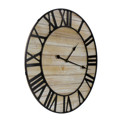 Northlight 24" Ivory Battery Operated Roman Numeral With Metal Frame Wall Clock