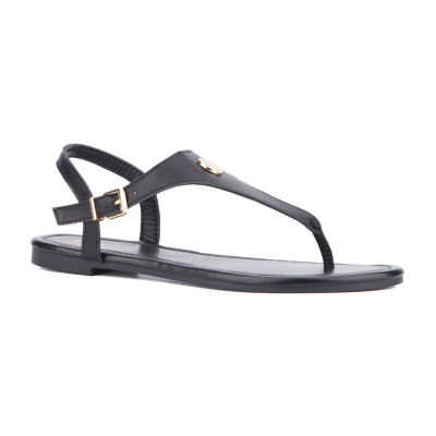 New York & Company Womens Nari T-Strap Flat Sandals