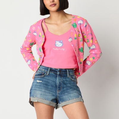 2-pc. Womens Juniors Round Neck Long Sleeve Hello Kitty Shirt Set