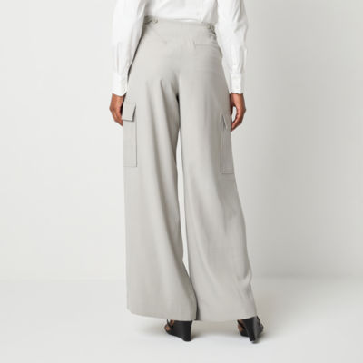 Worthington Womens High Rise Wide Leg Cargo Pant-Tall