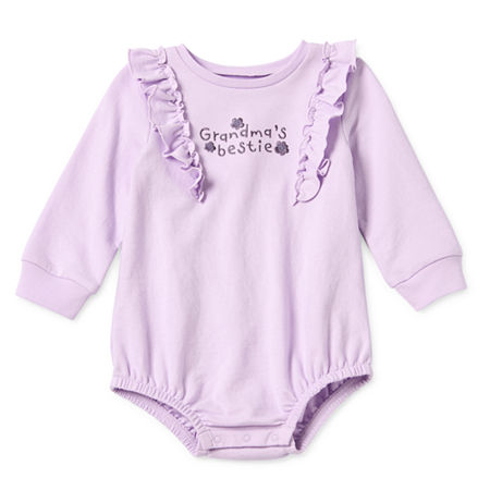 Okie Dokie Baby Girls Long Sleeve Romper, 3 Months, Purple