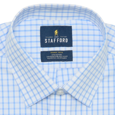 Stafford Smart Tech Mens Regular Fit Stretch Fabric Wrinkle Free Long Sleeve Dress Shirt