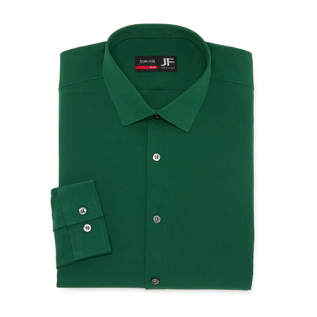 J. Ferrar Slim Mens Regular Fit Wrinkle Free Long Sleeve Dress Shirt, 16-16.5 32-33, Green