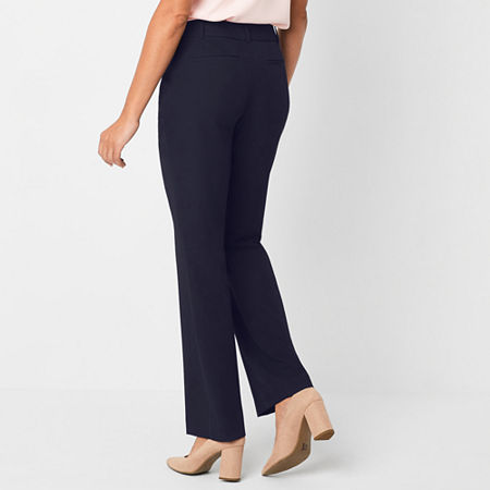 Liz Claiborne Audra Tailored Straight Fit Straight Trouser, 10 Petite, Blue