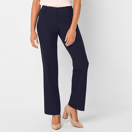 Liz Claiborne Audra Tailored Straight Fit Straight Trouser, 10 Petite, Blue