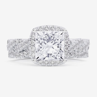 (G-H / Si1-Si2) Womens 1 1/2 CT. T.W. Lab Grown White Diamond 14K Rose Gold Side Stone Halo Bridal Set