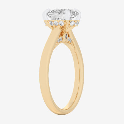 (G-H / Si1-Si2) Womens 1 1/7 CT. T.W. Lab Grown White Diamond 14K Gold Oval Solitaire Engagement Ring