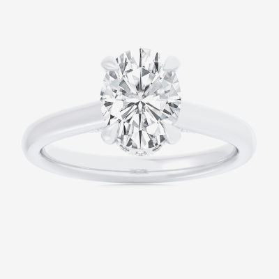 (G-H / Si1-Si2) Womens 3 1/4 CT. T.W. Lab Grown White Diamond 14K Gold Oval Solitaire Engagement Ring