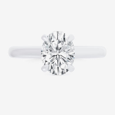 (G-H / Si1-Si2) Womens 3 1/4 CT. T.W. Lab Grown White Diamond 14K Gold Oval Solitaire Engagement Ring