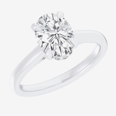 (G-H / Si1-Si2) Womens 3 1/4 CT. T.W. Lab Grown White Diamond 14K White Gold Oval Solitaire Engagement Ring