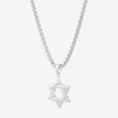 Star Of David Womens Sterling Silver Star Pendant Necklace