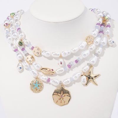 Bijoux Bar Gold Tone Shells Gold Tone Strand Necklace