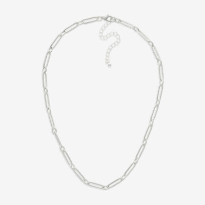 Mixit Womens Stainless Steel Hypoallergenic 18 Inch Paperclip Chain Necklace