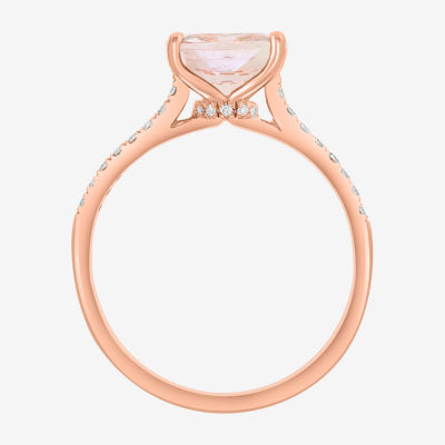 Effy Final Call Limited Quantities! Womens 1/7 CT. T.W. Genuine Pink Morganite 14K Rose Gold Side Stone Cocktail Ring