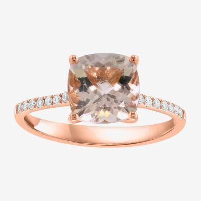 Effy Final Call Limited Quantities! Womens 1/7 CT. T.W. Genuine Pink Morganite 14K Rose Gold Side Stone Cocktail Ring