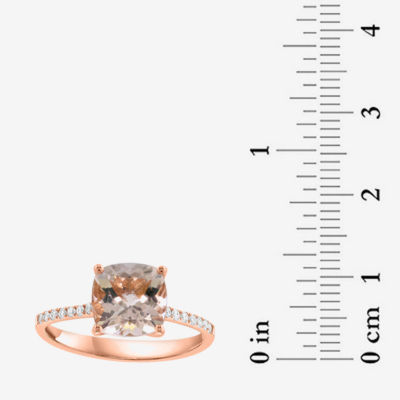 Effy Final Call Limited Quantities! Womens 1/7 CT. T.W. Genuine Pink Morganite 14K Rose Gold Side Stone Cocktail Ring