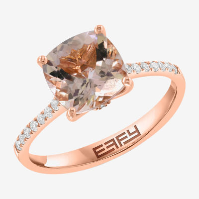 Effy Final Call Limited Quantities! Womens 1/7 CT. T.W. Genuine Pink Morganite 14K Rose Gold Side Stone Cocktail Ring