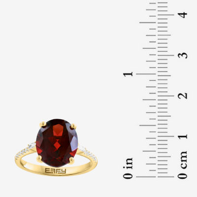 Effy Final Call Limited Quantities! Womens 1/7 CT. T.W. Genuine Red Garnet 14K Gold Oval Side Stone Cocktail Ring