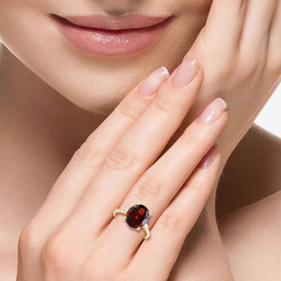 Effy Final Call Limited Quantities! Womens 1/7 CT. T.W. Genuine Red Garnet 14K Gold Oval Side Stone Cocktail Ring