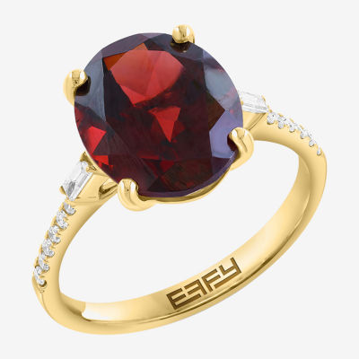 Effy Final Call Limited Quantities! Womens 1/7 CT. T.W. Genuine Red Garnet 14K Gold Oval Side Stone Cocktail Ring