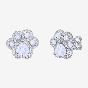 Paw Print Stud Earrings 10mm Sterling Silver - Made in the USA Paw Print Stud Earrings 10mm Sterling Silver - Made in the USA