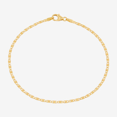 Made in Italy Womens 10K Gold 7.5 Inch Solid Fashion Chain Bracelet