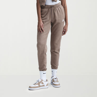Nike Club Womens Drawstring Waist Cuffed Mid Rise Fleece Active Jogger Pant