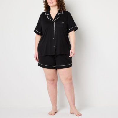 Ambrielle Womens Plus Short Sleeve 2-pc. Pajama Sets