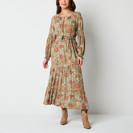 Frye and Co. Womens Long Sleeve Floral Maxi Dress, X-large, Green