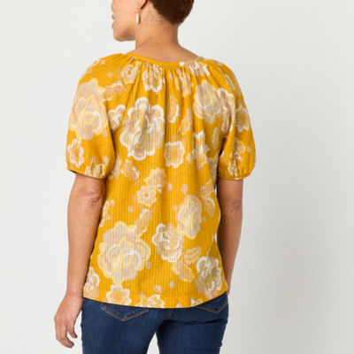 St. John's Bay Womens Round Neck Short Sleeve Blouse