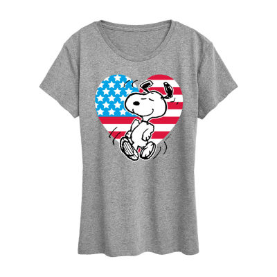 Womens Crew Neck Short Sleeve Regular Fit Peanuts Graphic T-Shirt