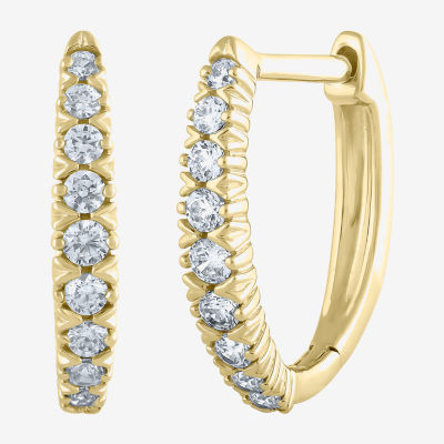 (G,Si2) Womens 1/4 CT. T.W. Lab Grown White Diamond 10K Gold 21.9mm Hoop Earrings