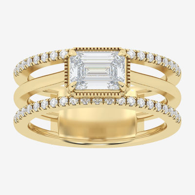 (Si2 / G) Womens 1 1/2 CT. T.W. Lab Grown White Diamond 10K Gold Cocktail Ring