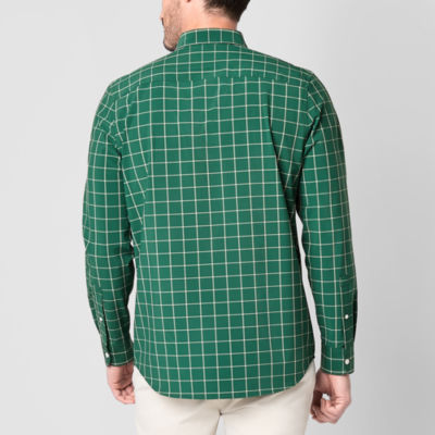 St. John's Bay Performance Mens Long Sleeve Cuffed Classic Fit Stretch Fabric Button-Down Shirt