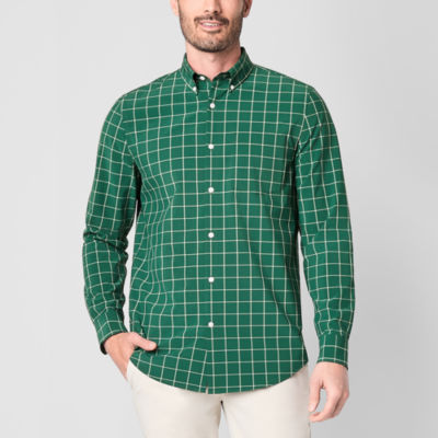 St. John's Bay Performance Mens Long Sleeve Cuffed Classic Fit Stretch Fabric Button-Down Shirt