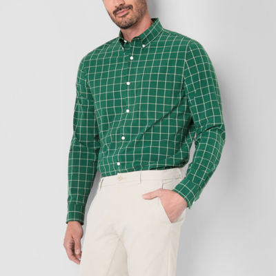 St. John's Bay Performance Mens Long Sleeve Cuffed Classic Fit Stretch Fabric Button-Down Shirt