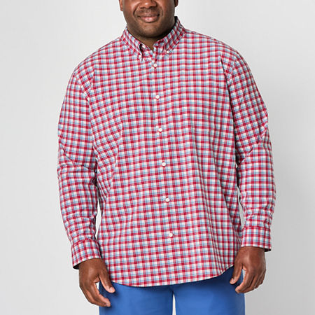 St. John's Bay Mens Performance Long Sleeve Classic Fit Big and Tall Button-Down Shirt, 5x-large Tall, Red
