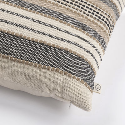 Indigo Road by Egypt Sherrod Azzo Multi-Weave Stripe 100% Cotton Square Throw Pillow