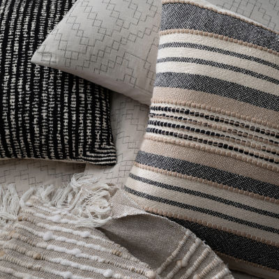 Indigo Road by Egypt Sherrod Azzo Multi-Weave Stripe 100% Cotton Square Throw Pillow