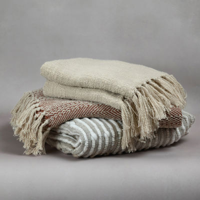 Indigo Road by Egypt Sherrod Olema Loose Weave Tasseled Linen Blend Midweight Throw