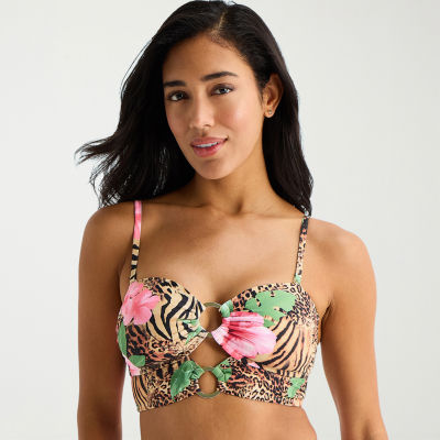Mynah Womens Removable Straps Midkini Swimsuit Top