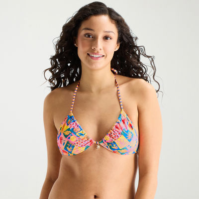 Arizona Adjustable Straps Juniors Triangle Bikini Swimsuit Top