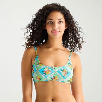 Arizona Womens Adjustable Straps Patchwork Juniors Bralette Bikini Swimsuit Top