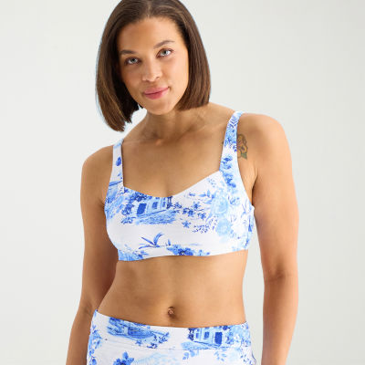 Liz Claiborne Womens Adjustable Straps Bandeau Bikini Swimsuit Top
