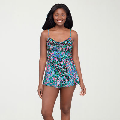 Sonnet Shores Womens Dots Swim Dress