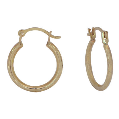 14K Gold 12mm Hollow Hoop Earrings