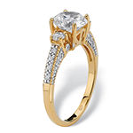 DiamonArt® Womens 2 1/3 CT. T.W. White Cubic Zirconia 14K Gold Over Silver Round Engagement Ring