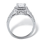 DiamonArt® Womens 1 5/8 CT. T.W. White Cubic Zirconia Platinum Over Silver Square Engagement Ring