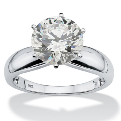DiamonArt® Womens 3 1/2 CT. T.W. White Cubic Zirconia Platinum Over Silver Round Engagement Ring