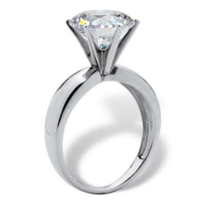 DiamonArt® Womens 3 1/2 CT. T.W. White Cubic Zirconia Platinum Over Silver Round Engagement Ring